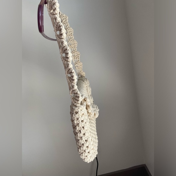 Last one🚨 Zara Macrame Knit Shell Cotton Shoulder Bag Handbag Purse Cream NWT - Picture 13 of 16
